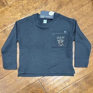NWT Size 3T Modern Moment “Wild & Free” Gray Long Sleeve Shirt with pocket